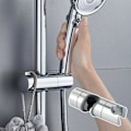 Pikkukuva 3 / 7: Handduschhållare för duschstång, passar diameter 18–25 mm, silverfärgad ABS Silver