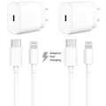Pikkukuva 1 / 3: 2-Pack iPhone laddare Apple 11/12/13 USB-C strömadapter 20W + 1m White