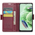 Miniatyrbild 2 av 5: Caseme 023-serien för Xiaomi Redmi Note 12 5g (kina) / (indien) / (global) / Poco X5 5g Litchi Texture Rfid Blockerande case Läder Sta Red