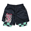 Miniatyrbild 1 av 5: Anime Print 2 i 1 Gym Shorts för män, atletiska träningsshorts med foder, Bodybuilding Training Running Jogging Quick Dry Green 2 XXL