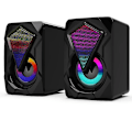 Miniatyrbild 1 av 5: X2 datorhögtalare med subwoofer för pc stationär dator bärbar dator ledbelysning hemmabiosystem USB trådbunden ljudbox Black none