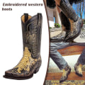 Miniatyrbild 5 av 5: Python Western Boot Colorblock Broderi Män Stövlar Mode Moderna Skor 44