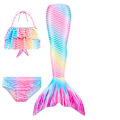Miniatyrbild 1 av 4: Sommarflicka sjöjungfru stjärt med monofin Halloween kostym prinsessa klänning baddräkt bikini badkläder för simning V 150cm(11-12T) 3PCS without fins21