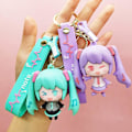 Miniatyrbild 3 av 5: Hatsune Miku 3d Vacker Tjejdocka Nyckelringhänge Tvådimensionell Q Version Tjejdocka Ryggsäckshänge Bilnyckelringgrön Grön - null none