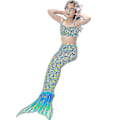 Miniatyrbild 1 av 4: Barn Flickor Mermaid Tail Bikini Set Badkläder Baddräkt Simdräkt Hög kvalitet A Green 150