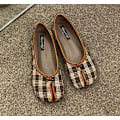 Miniatyrbild 1 av 5: Tabi Ninja Skor Kvinna Mikrofiber Läder Bekväma plattor Delad tå Tofflor Mjuk botten Loafers Rejäla shorts dammockasiner 35-40 brown grid 5