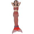 Miniatyrbild 1 av 5: Barn Flickor Mermaid Tail Bikini Set Badkläder Baddräkt Simdräkt F Red 9-10 Years