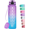 Miniatyrbild 1 av 4: 1000 ml motiverande vattenflaska med tidsmarkör, läckagesäker BPA-fri Tritan fruktsil dryckesflaska, idealisk för fitness, gym och utomhus Ombre: Purple Blue