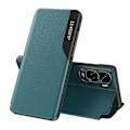 Miniatyrbild 1 av 5: For Honor 90 Lite 5g/x50i 5g View Window Phone case Pu Läder Stötsäkert Stand Cover Green
