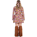 Miniatyrbild 4 av 5: Plus Size Hippie Kostym för Kvinnor 60-tal 70-tal Disco Kläder Halloween Festklänning Set Khaki 4-6