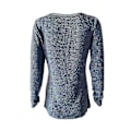Miniatyrbild 3 av 5: Kvinnors höst-/vintermode V-ringad print Långärmad Casual Lös T-shirt Plus Size Blue M