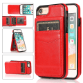 Miniatyrbild 1 av 5: För Iphone 7 / 8 / Se (2020) / Se (2022) Korthållare Phone case Kickstand Pu Läder + Tpu cover Red