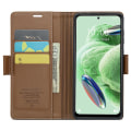 Miniatyrbild 2 av 5: Caseme 023-serien för Xiaomi Redmi Note 12 5g (kina) / (indien) / (global) / Poco X5 5g Litchi Texture Rfid Blockerande case Läder Sta Brown