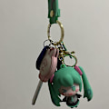 Miniatyrbild 4 av 5: Hatsune Miku 3d Vacker Tjejdocka Nyckelringhänge Tvådimensionell Q Version Tjejdocka Ryggsäckshänge Bilnyckelringgrön Grön - null none