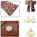 Miniatyrbild 5 av 5: Plus Size Hippie Kostym för Kvinnor 60-tal 70-tal Disco Kläder Halloween Festklänning Set Khaki 4-6