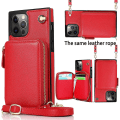 Miniatyrbild 1 av 4: Crossbody Rfid Blocking Dragkedja Case Kompatibel Iphone 14 Pro Max/14 Pro/14 Plus med kortplats iPhone 14 Pro Max Red