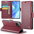 Miniatyrbild 1 av 5: Caseme 023 Series Case För Xiaomi Mi 11 Lite 4g / 5g / 11 Lite 5g Ne , Pu Läder Litchi Texture Stand Rfid Blocking Phone Cover Red