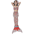 Miniatyrbild 1 av 5: Barn Flickor Mermaid Tail Bikini Set Badkläder Baddräkt Simdräkt Red 8-9 Years