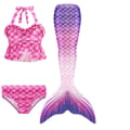 Miniatyrbild 1 av 4: Sommarflicka sjöjungfru stjärt med monofin Halloween kostym prinsessa klänning baddräkt bikini badkläder för simning V 150cm(11-12T) 3PCS without fins20