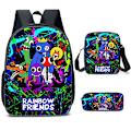 Miniatyrbild 2 av 4: Roblox Rainbow Friends 3d- printed skolväska Set Barn Studenter Skolryggsäck Lunchväska Case Present C