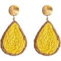 Miniatyrbild 1 av 3: Bohemian Woven Straw Wicker Raffia Rotting Dingle Örhängen Geometriska Circle Round Drop Earrings yellow teardrop