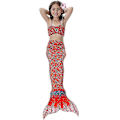 Miniatyrbild 1 av 5: Barn Flickor Mermaid Tail Bikini Set Badkläder Baddräkt Simdräkt F Red 4-5 Years