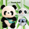 Miniatyrbild 3 av 4: Panda form plysch docka väska docka prydnader Lätt bärbar docka för att blidka Green Bow Tie Panda