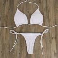 Miniatyrbild 2 av 3: Ultratunn elastisk stringtrosa för kvinnor, bikiniset set Sexig enfärgad baddräkt Bandage stil brasilianska badkläder C XL Red
