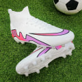 Miniatyrbild 2 av 5: Fotbollsskor för män Skor Pojkar Atletisk Utomhus Inomhus Fast Fotbollsskor Bekväma fotbollsskor 499 White Pink 41