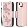 Miniatyrbild 1 av 5: Imprint Butterfly Magnetisk stängning Läderställ Plånbok Case Fodral med rem för Iphone 13 Mini 5,4 tum - lila Gold