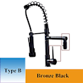 Miniatyrbild 1 av 4: Shinesia Chrome Färdig Utdragbar Fjäder Köksblandare Vridbar pip Kärl Diskbänk Blandare Varmt och kallt C United States Black Bronze B