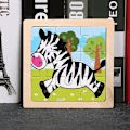 Miniatyrbild 1 av 4: 11x11cm Träpussel för barn Tecknad Djurtrafik Tangram Träpusselleksaker Pedagogiska sticksågsleksaker för barn Presenter C 15-zebra