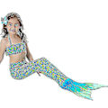 Miniatyrbild 2 av 3: Barn Flickor Mermaid Tail Bikini Set Badkläder Baddräkt Simdräkt Hög kvalitet A Green 100