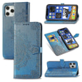 Miniatyrbild 1 av 3: Kompatibel med Iphone 11 Pro Case Läder Cover Emboss Mandala Magnetic Flip Protection Stötsäker - Blå null none