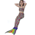 Miniatyrbild 1 av 3: Barn Flickor Mermaid Tail Bikini Set Badkläder Baddräkt Simdräkt Hög kvalitet Multi 110