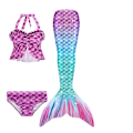 Miniatyrbild 1 av 4: Sommarflicka sjöjungfru stjärt med monofin Halloween kostym prinsessa klänning baddräkt bikini badkläder för simning V 150cm(11-12T) 3PCS without fins18