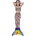 Miniatyrbild 1 av 4: Barn Flickor Mermaid Tail Bikini Set Badkläder Baddräkt Simdräkt_y Multi 9-10 Years
