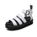 Miniatyrbild 1 av 5: Dammode Chunky Sandaler Tjock sula Strappy Block Flatforms Skor Sommar Ny storlek WHITE 39