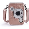 Miniatyrbild 3 av 3: Case kompatibel med Instax Mini Liplay Hybrid Instant Camera, mjuk Pu-läderväska med avtagbar/justerbar axelrem (rosa) null none
