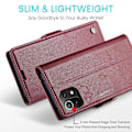 Miniatyrbild 5 av 5: Caseme 023 Series Case För Xiaomi Mi 11 Lite 4g / 5g / 11 Lite 5g Ne , Pu Läder Litchi Texture Stand Rfid Blocking Phone Cover Red