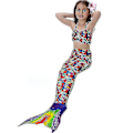 Miniatyrbild 1 av 3: Barn Flickor Mermaid Tail Bikini Set Badkläder Baddräkt Simdräkt Hög kvalitet A Multi 110