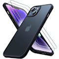 Miniatyrbild 1 av 7: LϟK 3-i-1 för iPhone 13- case/iPhone 14- case, genomskinlig matt baksida med [2X skärmskydd], [falltestad i militärklass] Stötsäker A