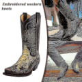 Miniatyrbild 3 av 5: Python Western Boot Colorblock Broderi Herr Stövlar Mode Moderna Skor 44