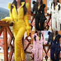Miniatyrbild 4 av 5: Dam Vinter Varm snödräkt Utomhussport Byxor Skiddräkt Vattentät Jumpsuit Yellow L