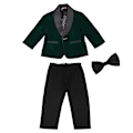 Miniatyrbild 1 av 4: 3st sammetskavaj för toddler pojkar Sjal jacka med lapelkrage(haoyi)-g Green 100cm