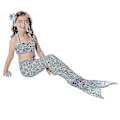 Miniatyrbild 3 av 4: Barn Flickor Mermaid Tail Bikini Set Badkläder Baddräkt Simdräkt Hög kvalitet A Dark Blue 100