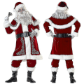 Miniatyrbild 1 av 4: Jultomte kostym Vuxen juldräkt Röd Deluxe Sammet Fancy 8st present red 3XL
