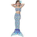 Miniatyrbild 1 av 2: Barn Flickor Mermaid Tail Bikini Set Badkläder Baddräkt Simdräkt Dark Blue 10-11 Years