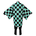 Miniatyrbild 2 av 5: Demon Slayer Kimetsu No Yaiba Tanjirou Kamado Cosplay Kostym Kimono Jul Anime Uniform Set för vuxna barn 8 piece set 160
