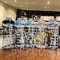 Miniatyrbild 3 av 3: 2l stor kapacitet vattenflaska halmkopp Plast vattenkopp tidsskala (färg B-transparent svart) null none